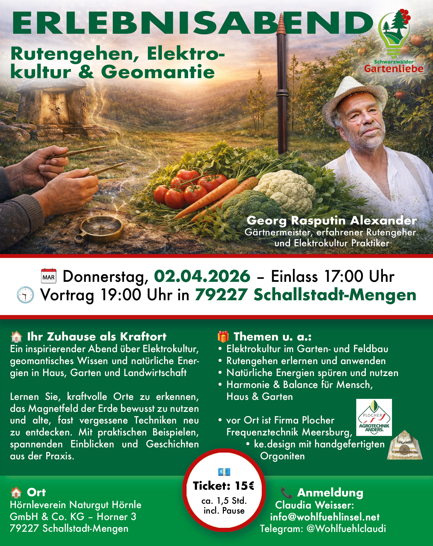 Erlebnisabend Vortrag zum Rutengehen, Geomantie und Elektrokultur