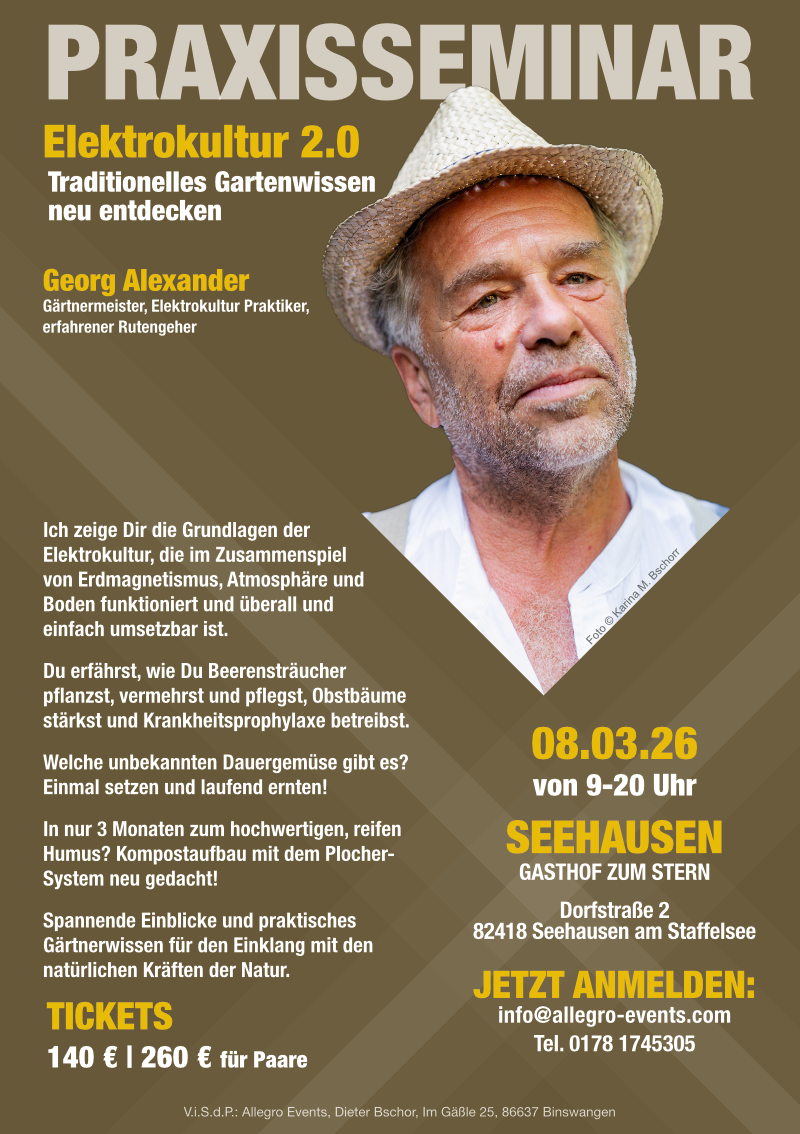 Praxisseminar Workshop zum Rutengehen, Elektrokultur