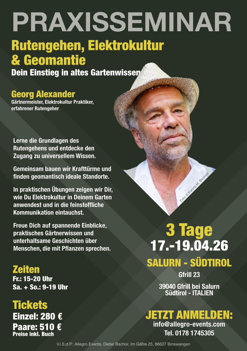 Praxisseminar Rutengehen, Elektrokultur & Geomantie