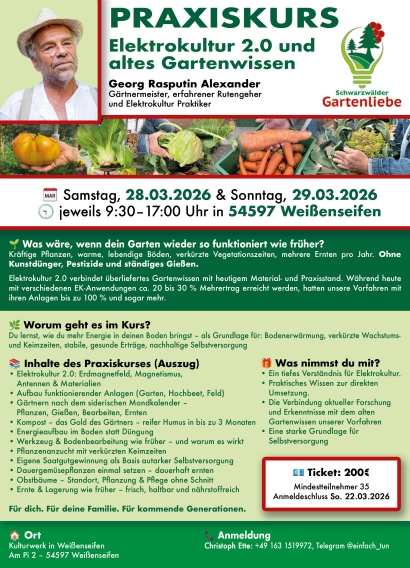 Praxisseminar Workshop zur Elektrokultur