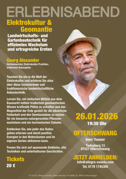 Erlebnisabend Vortrag zum Rutengehen, Geomantie und Elektrokultur