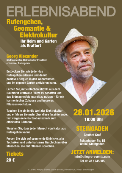 Erlebnisabend Vortrag zum Rutengehen, Geomantie und Elektrokultur